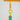 Dainty Gold Drop Earrings with Sparkling Emerald Green Glass Accents: Delicate Timeless Green Drop Earrings - Miel Jewelry
