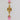 Pink glass rectangle link drop earrings - Miel Jewelry